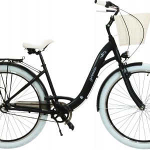 ALUMINIOWY LEKKI ROWER 28 DAMSKI 3 BIEGI W PIAŚCIE ULTRA GRUUBE KOŁA + KOSZ